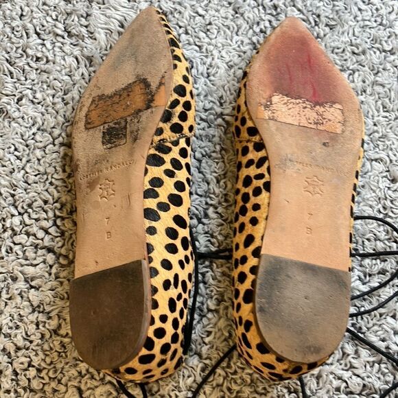 LOEFFLER RANDALL 7 ""AMBRA CHEETAH"" Real Fur Mob wife Lace Up Ballet Flat - Picture 11 of 13